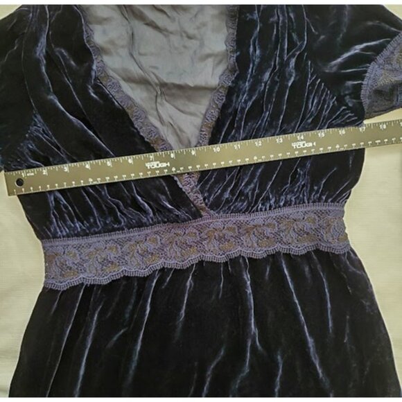 PINKO Navy Velvet Silk Mini Dress V-Neck Long Sleeve Sz 6 Classic Glamour Event - Picture 7 of 12